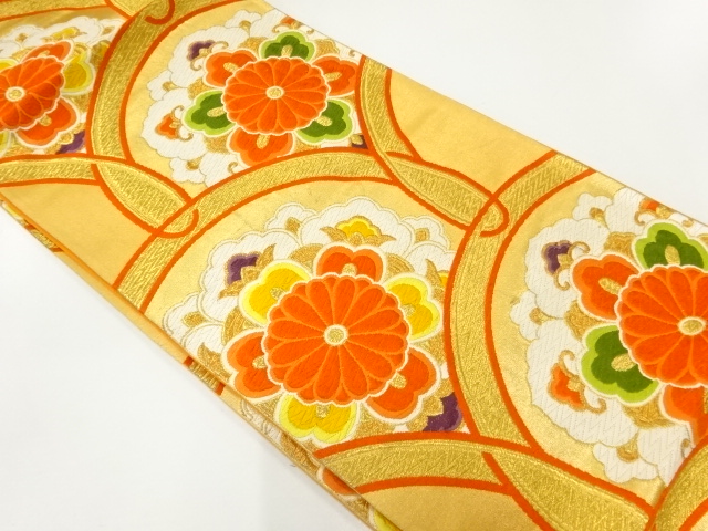 アンティーク　花青海波模様織出し袋帯（材料）